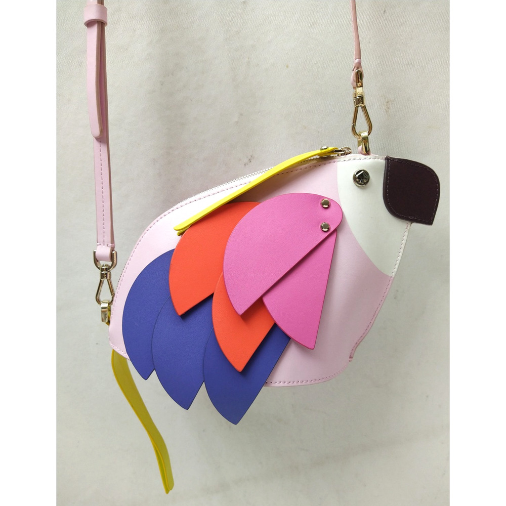 Kate Spade New York Flock Party Multicolor Parrot Leather Zipper Crossbody Bag - Picture 4 of 16
